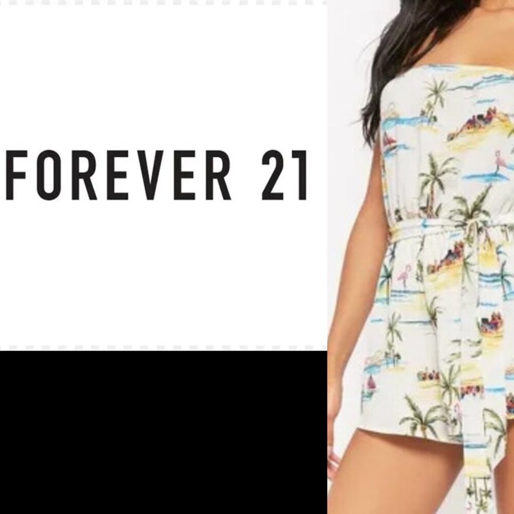 Forever 21 Tropical Scene Romper